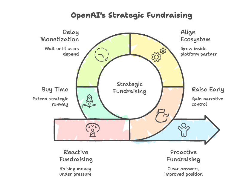 OpenAI's strategic fundraising across proactive and reactive phases